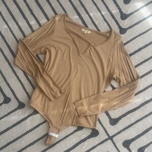 Madewell Tan Long Sleeve Bodysuit